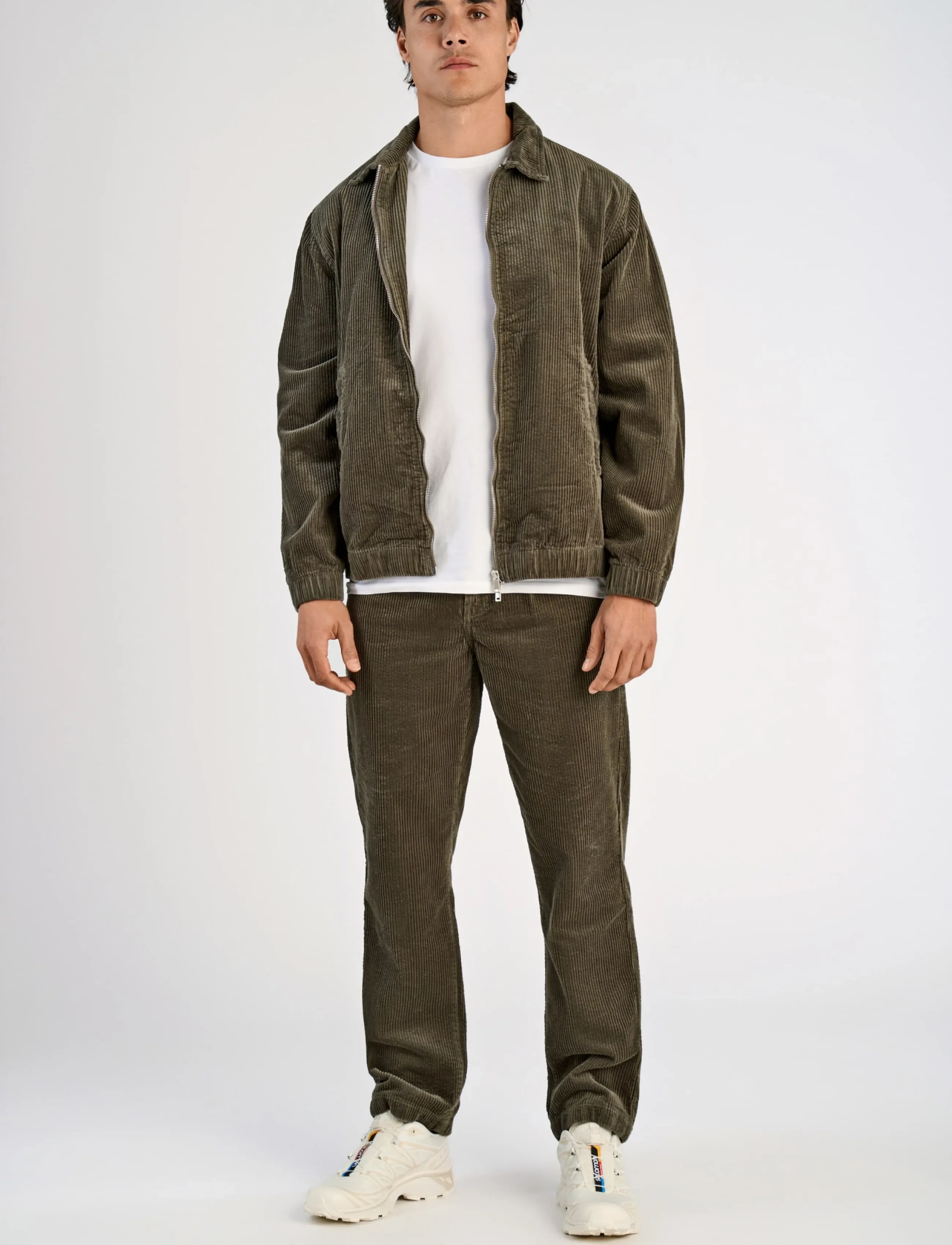 Lindbergh Seersucker corduroy zip through jacket - Jackor - DUSTY ARMY / khaki/green