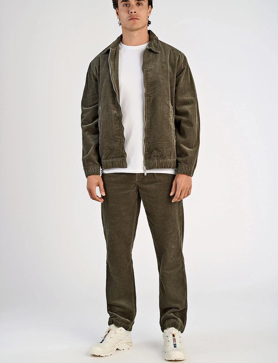 Lindbergh - Seersucker corduroy zip through jacket - höstjackor - dusty army - 0