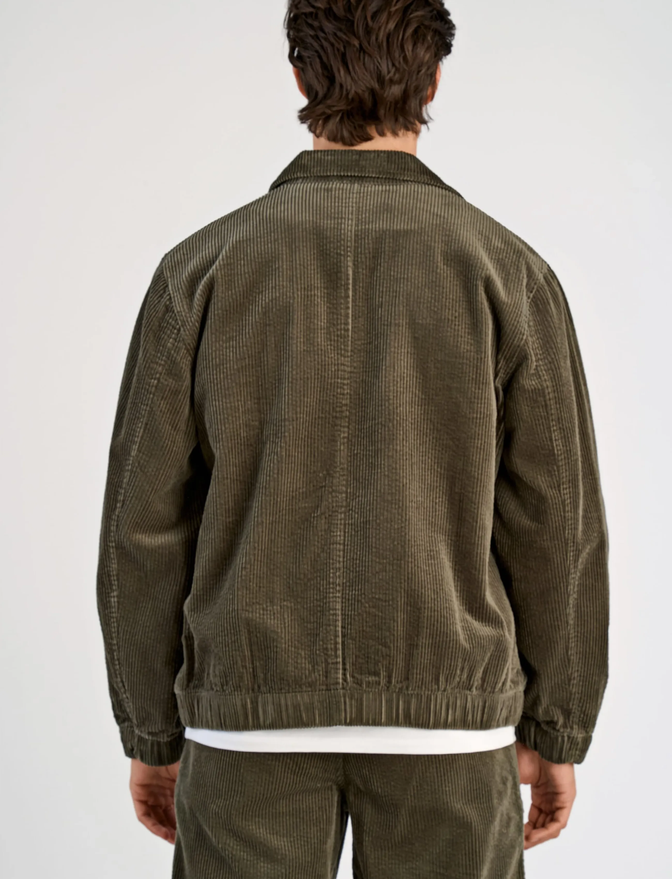 Lindbergh - Seersucker corduroy zip through jacket - höstjackor - dusty army - 4