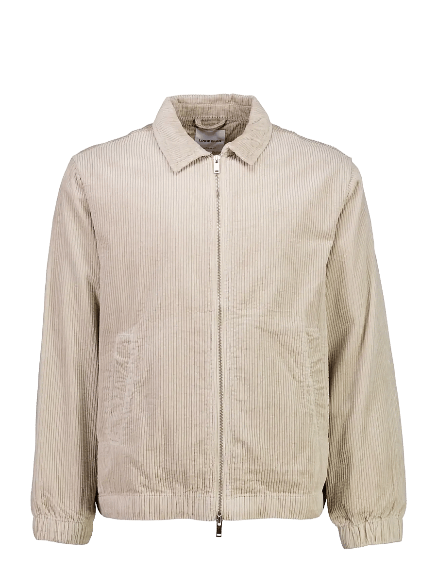 Lindbergh - Seersucker corduroy zip through jacket - höstjackor - lt stone - 1