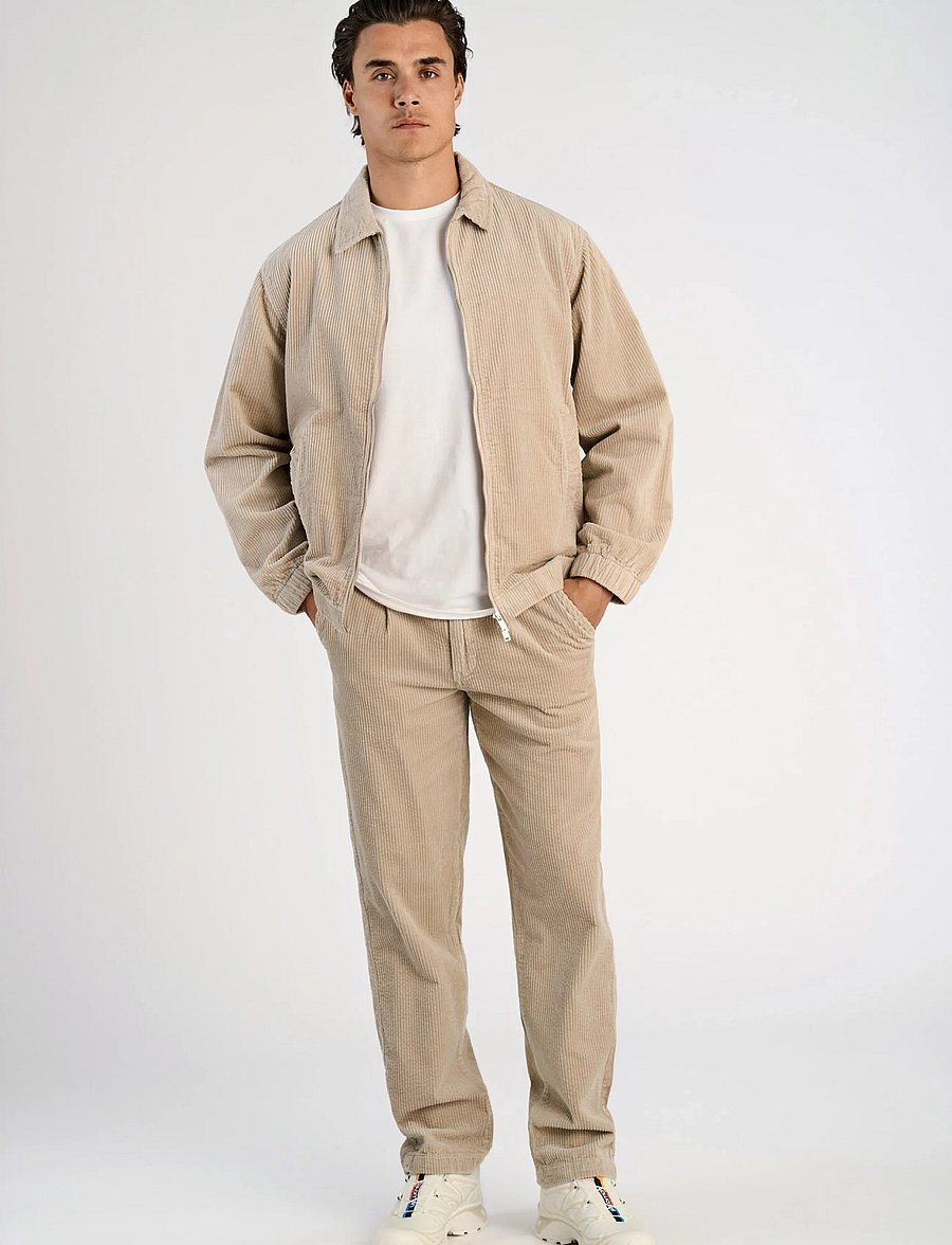 Lindbergh - Seersucker corduroy zip through jacket - höstjackor - lt stone - 0