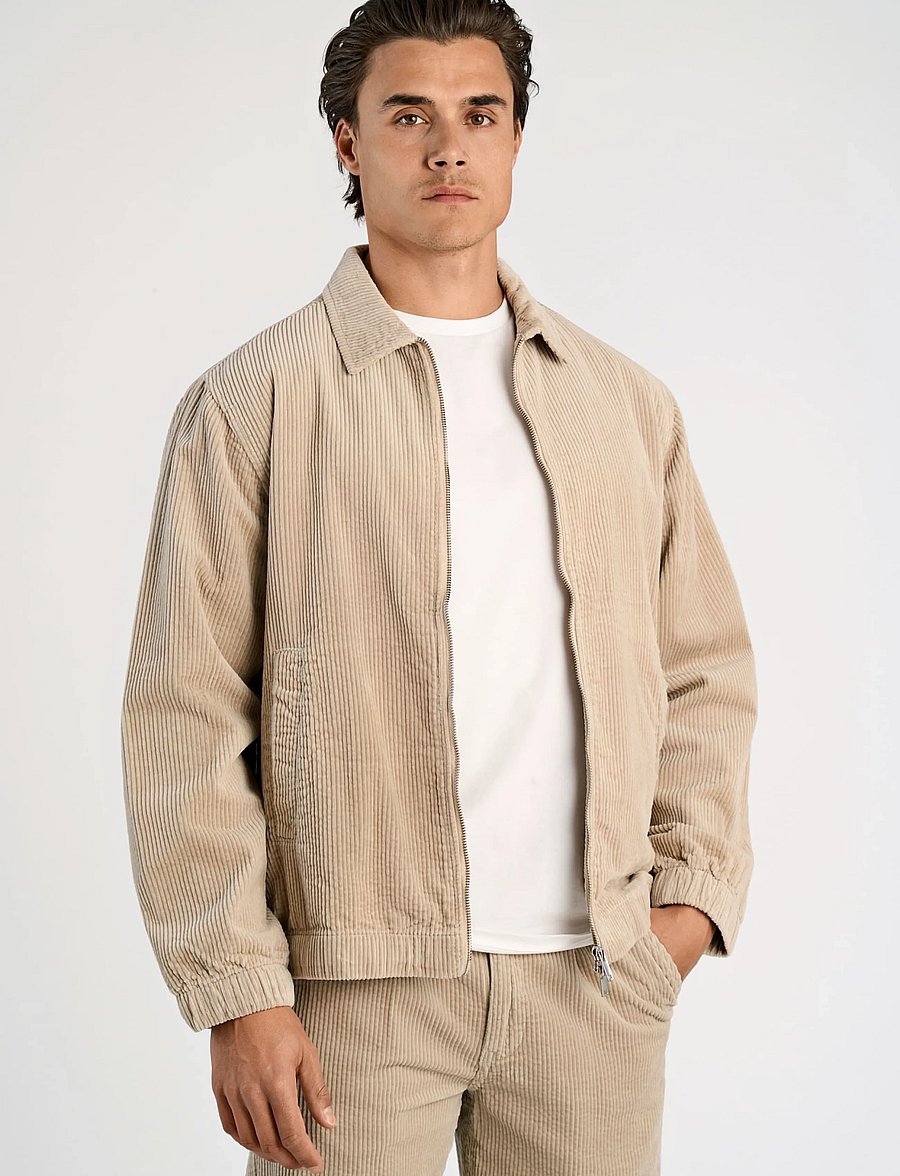 Lindbergh - Seersucker corduroy zip through jacket - höstjackor - lt stone - 3