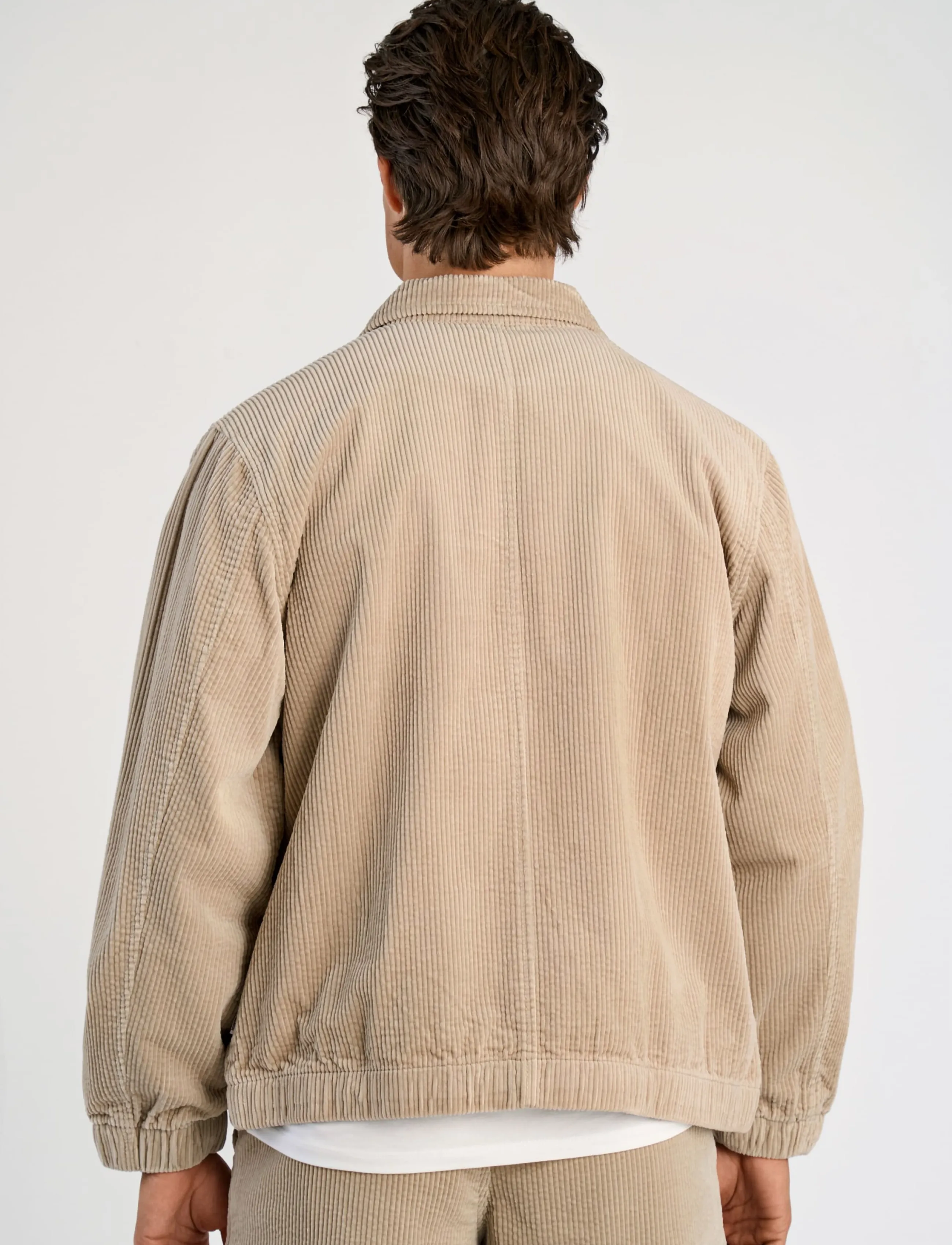 Lindbergh - Seersucker corduroy zip through jacket - höstjackor - lt stone - 4