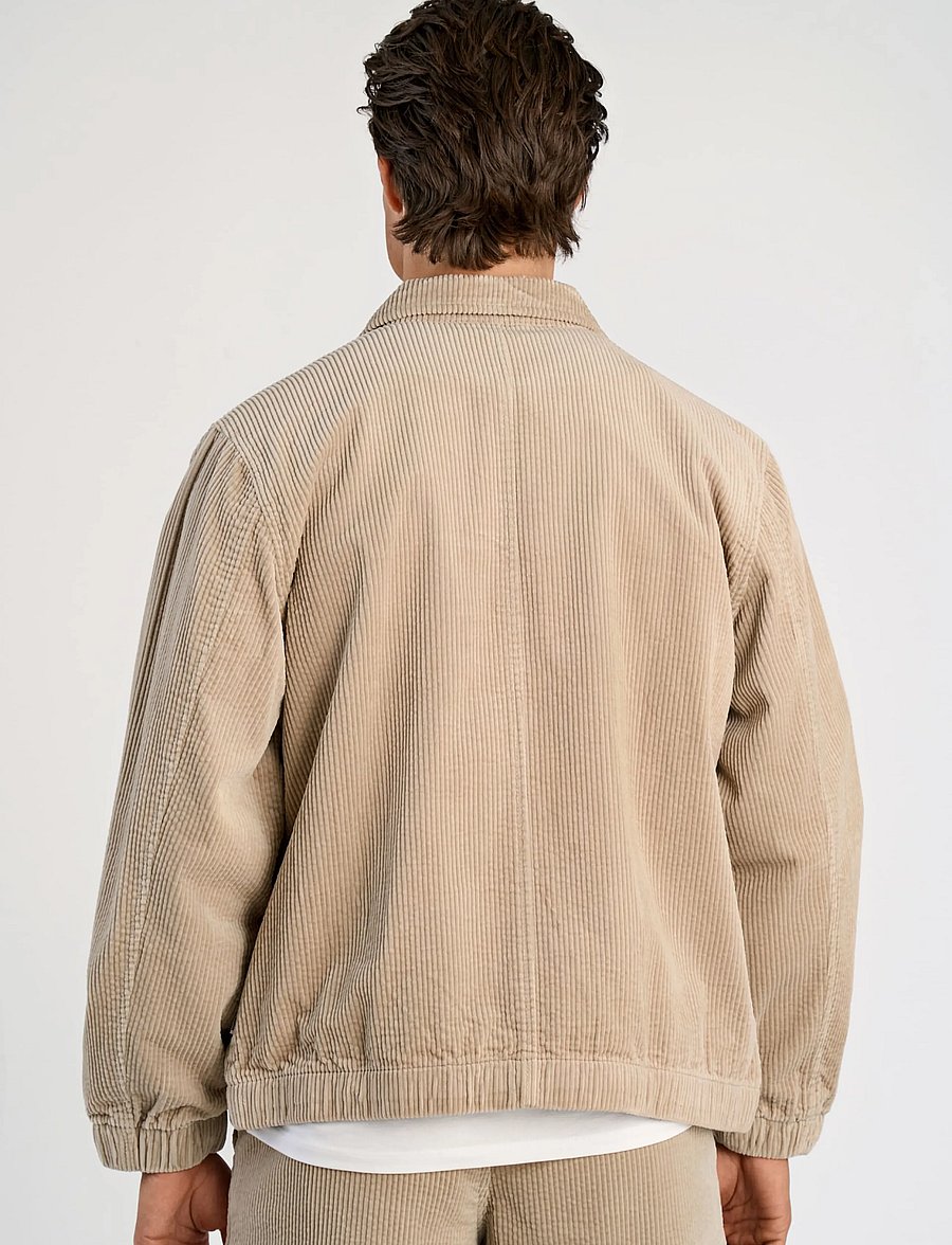 Lindbergh - Seersucker corduroy zip through jacket - höstjackor - lt stone - 4