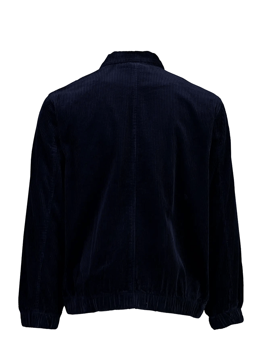 Lindbergh - Seersucker corduroy zip through jacket - höstjackor - navy - 2