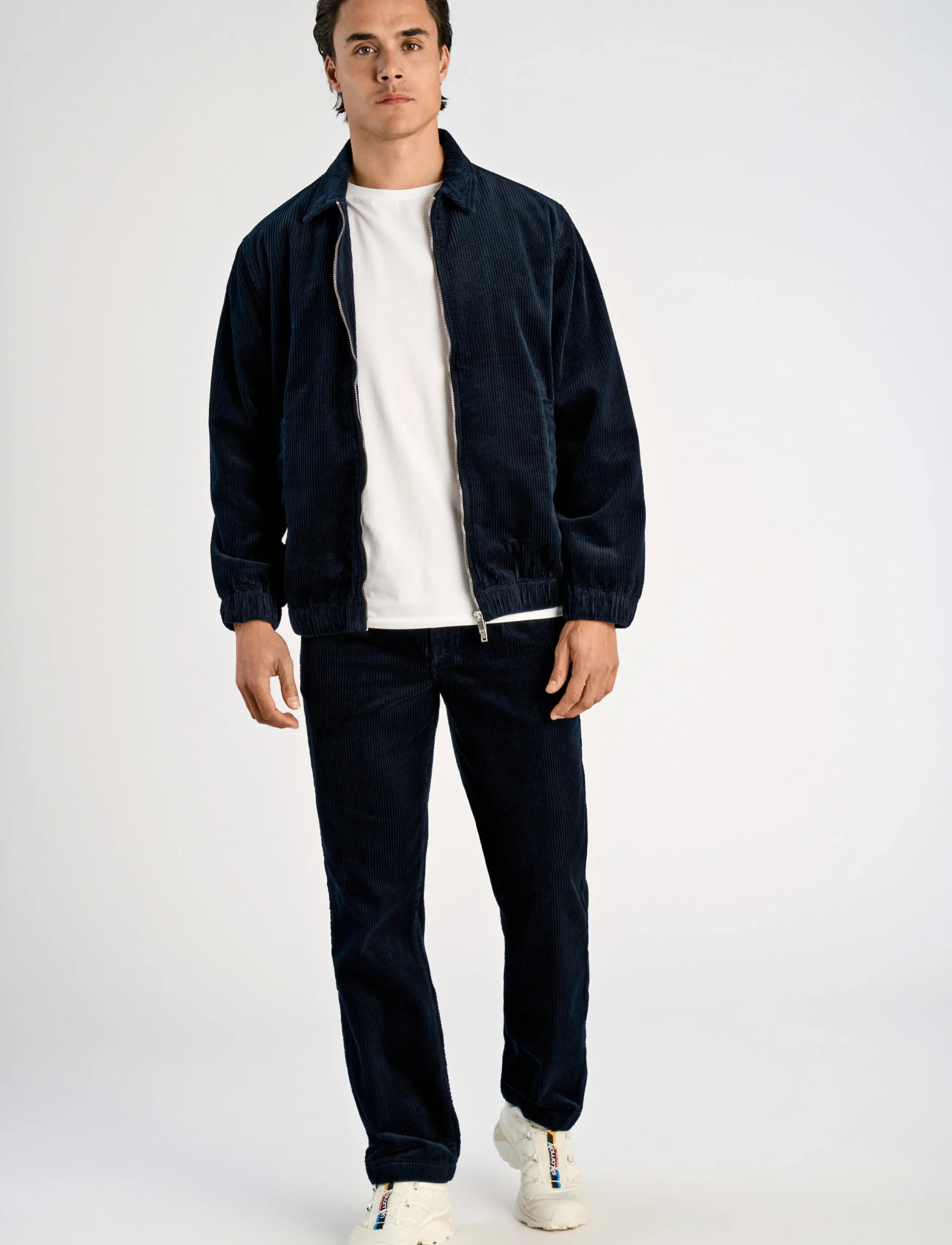 Lindbergh Seersucker corduroy zip through jacket - Jackor - NAVY / navy