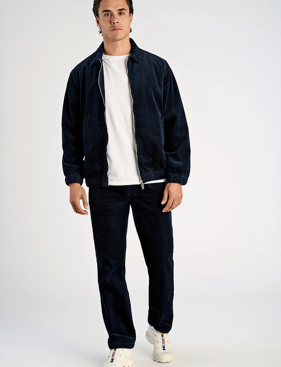 Lindbergh - Seersucker corduroy zip through jacket - höstjackor - navy - 0