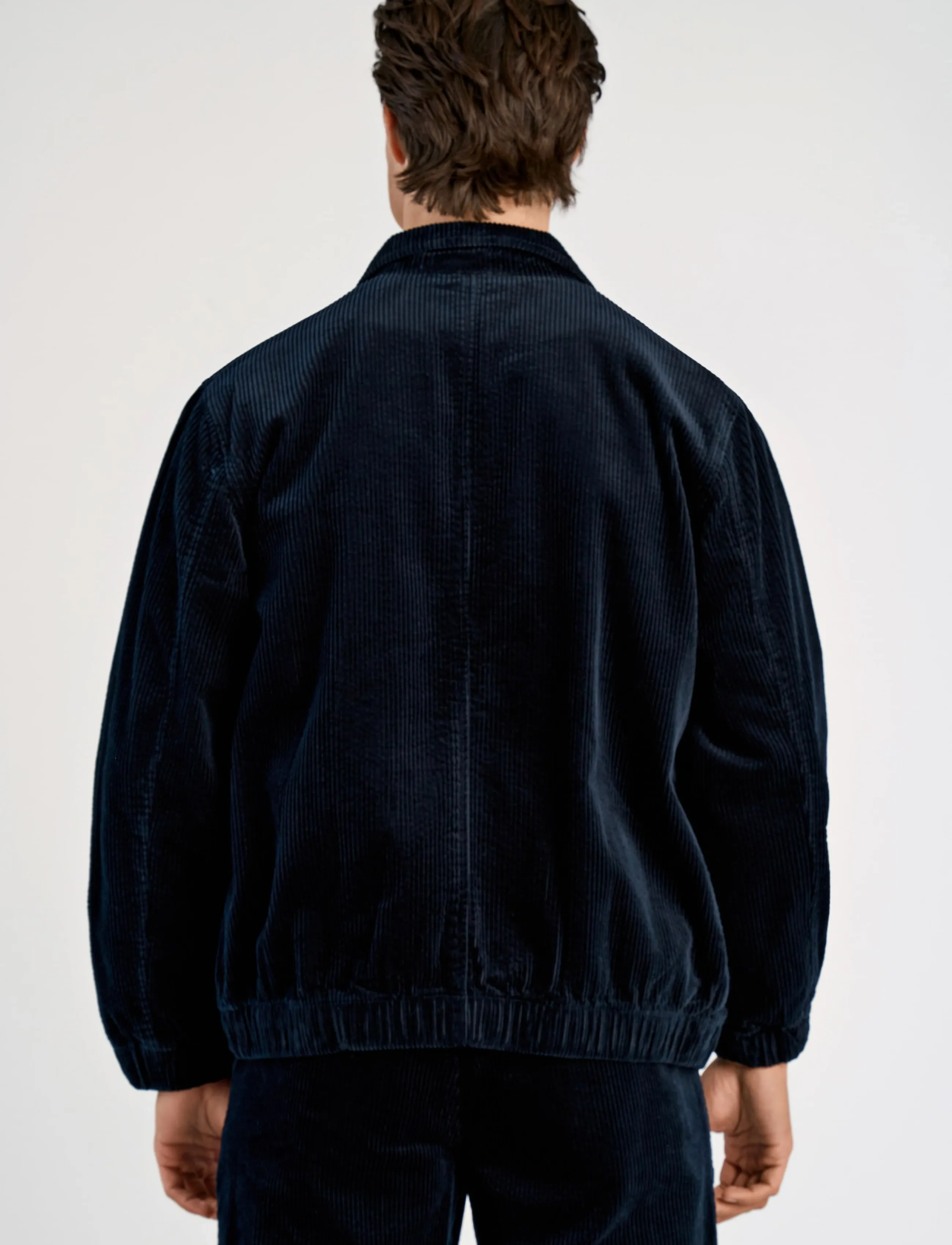 Lindbergh - Seersucker corduroy zip through jacket - höstjackor - navy - 4