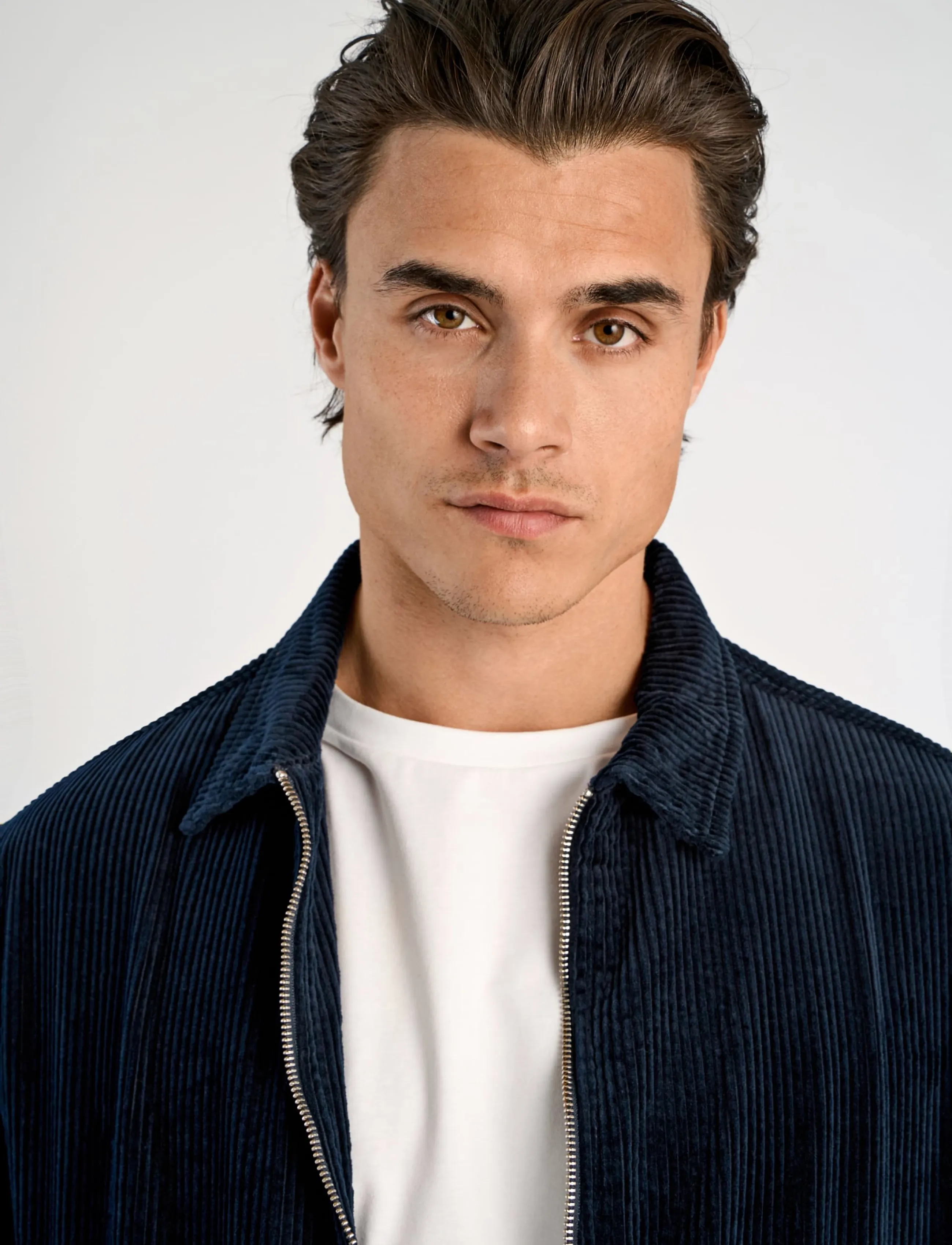 Lindbergh - Seersucker corduroy zip through jacket - höstjackor - navy - 5
