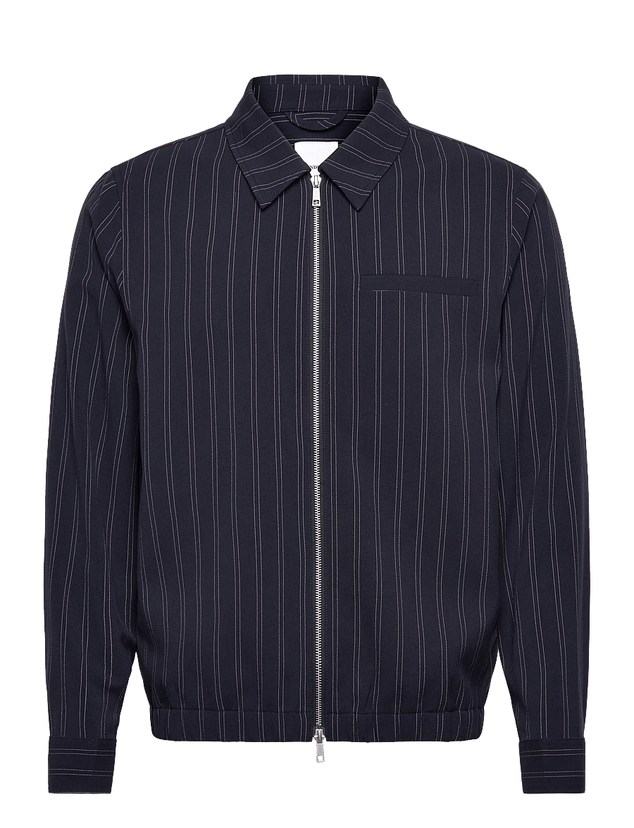 Lindbergh - Superflex pinstriped overshirt - overshirts - navy - 1