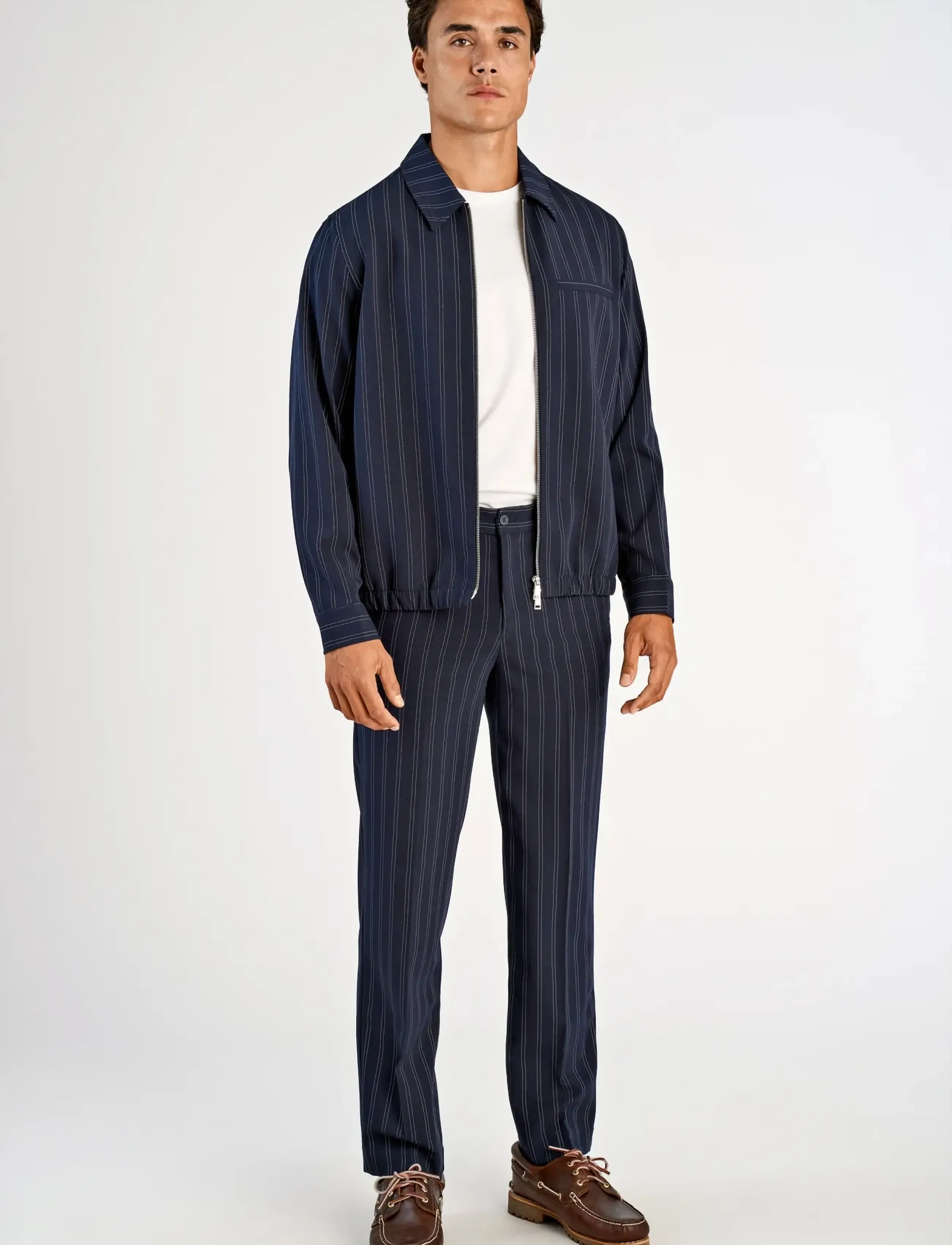 Lindbergh Superflex Pinstriped Overshirt, L, Oberteile, Marineblau - Overshirts, Männerswear