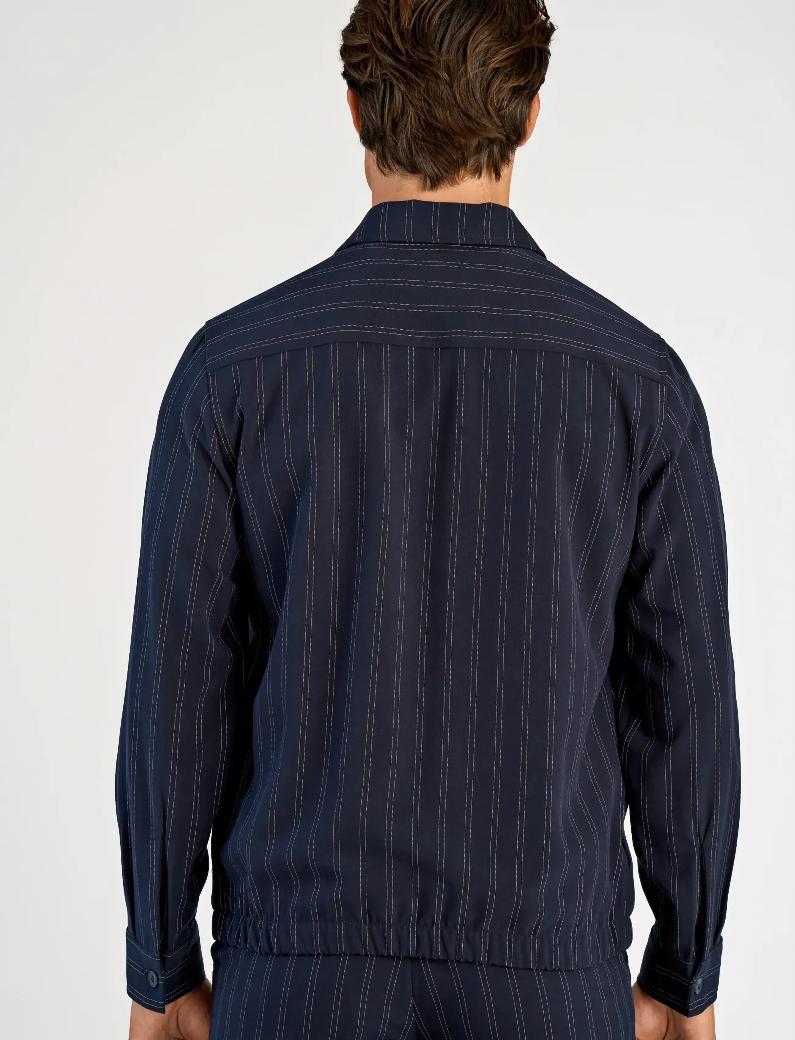 Lindbergh - Superflex pinstriped overshirt - mænd - navy - 4