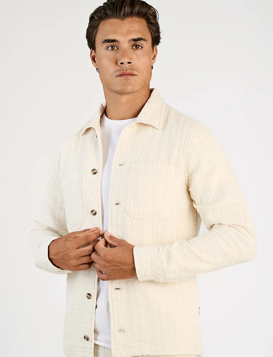 Lindbergh - Jacquard overshirt - vårjakker - off white - 3