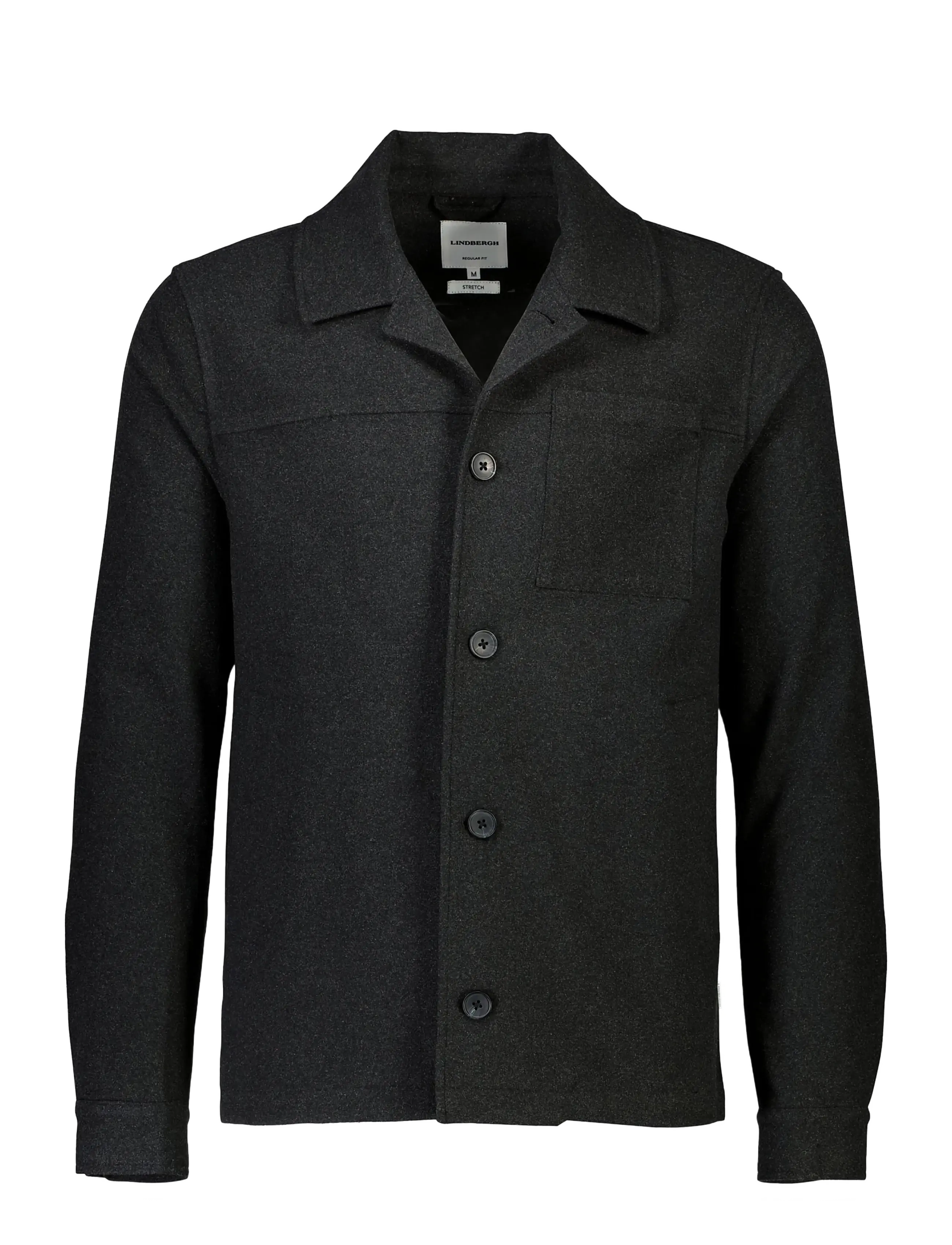 Lindbergh - Flannel wool blend cropped length o - jackets - black mel - 1