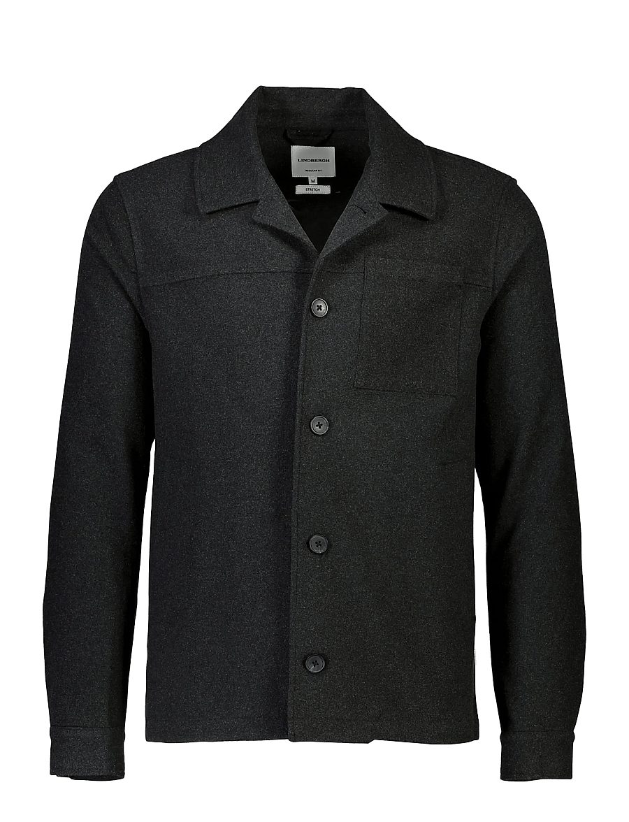 Lindbergh - Flannel wool blend cropped length o - jackets - black mel - 1