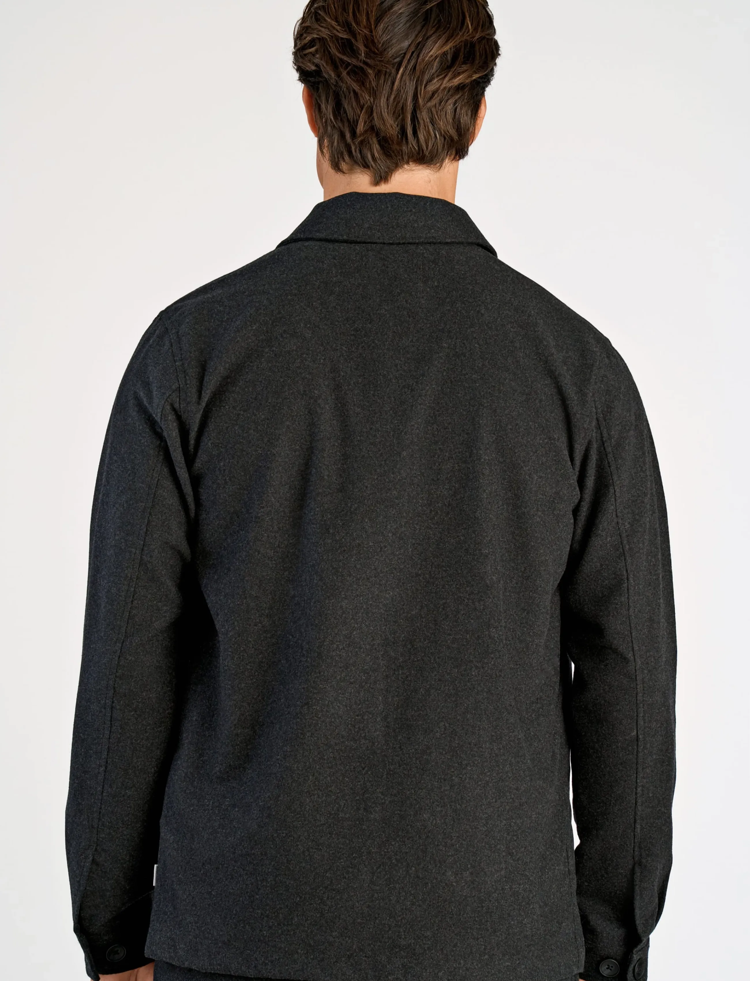 Lindbergh - Flannel wool blend cropped length o - jackets - black mel - 4