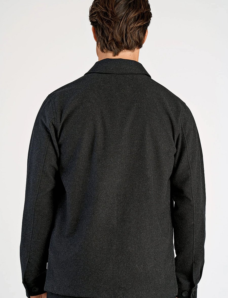 Lindbergh - Flannel wool blend cropped length o - jackets - black mel - 4