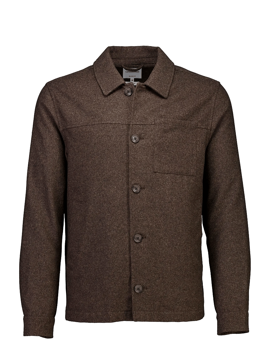 Lindbergh - Flannel wool blend cropped length o - jackets - brown mel - 1