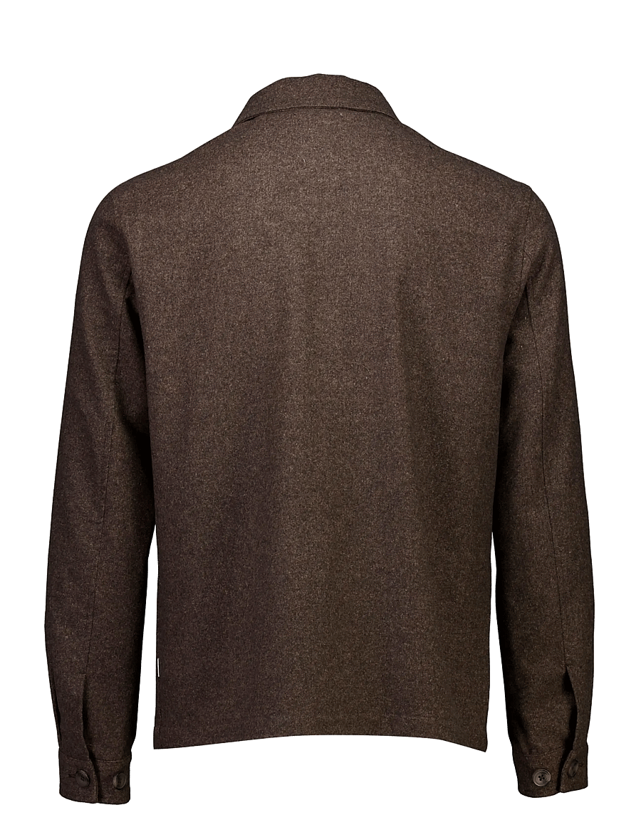Lindbergh - Flannel wool blend cropped length o - jackets - brown mel - 2