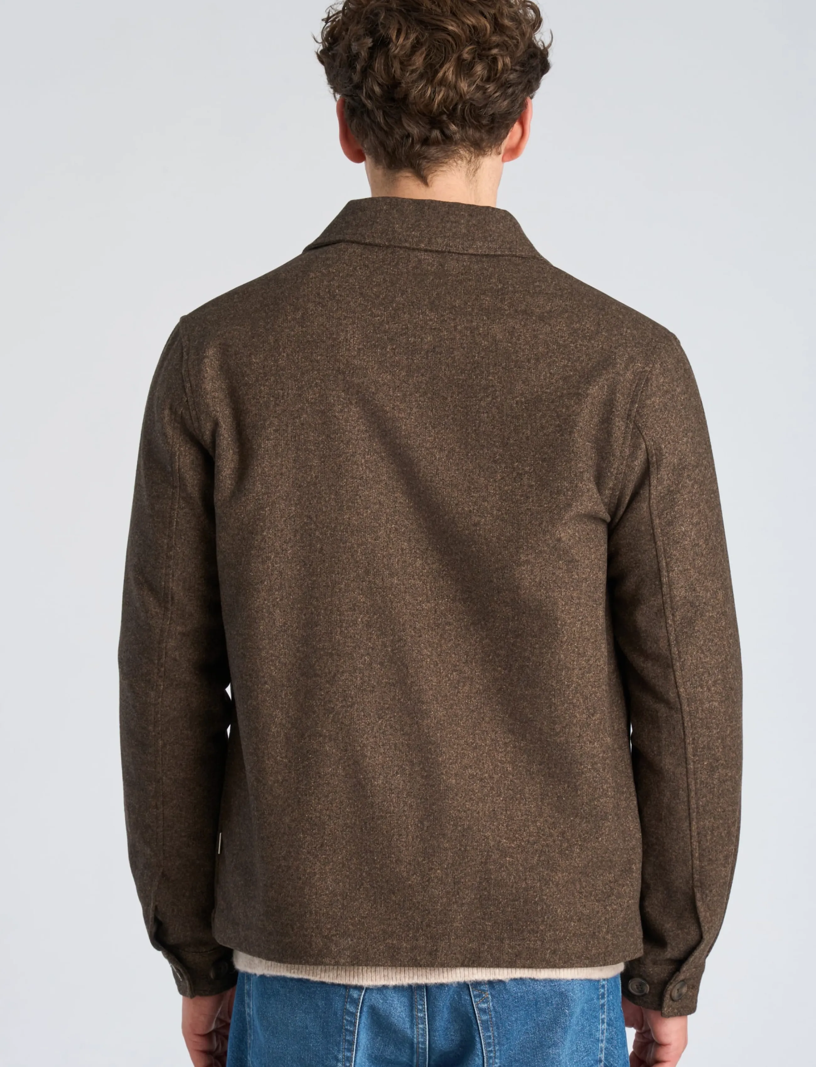 Lindbergh - Flannel wool blend cropped length o - jackets - brown mel - 4