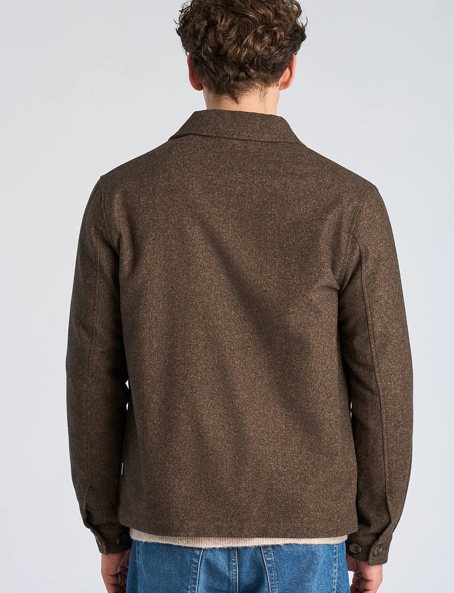 Lindbergh - Flannel wool blend cropped length o - jackets - brown mel - 4