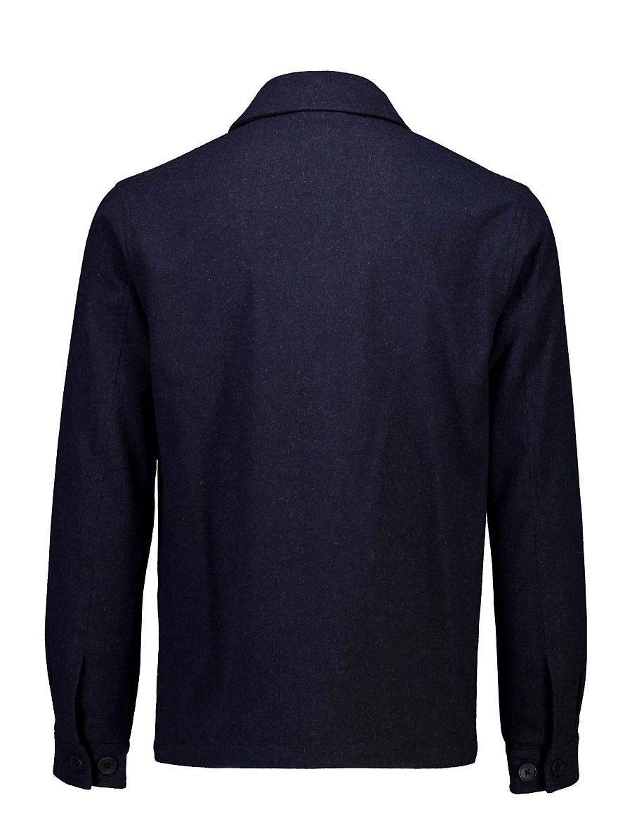 Lindbergh - Flannel wool blend cropped length o - jackets - dk blue mel - 2
