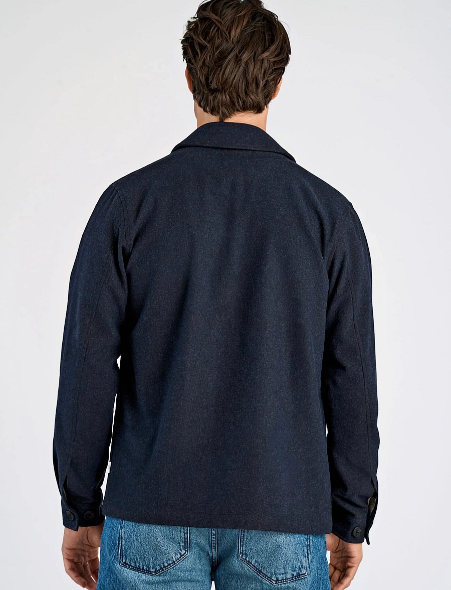Lindbergh - Flannel wool blend cropped length o - jackets - dk blue mel - 4