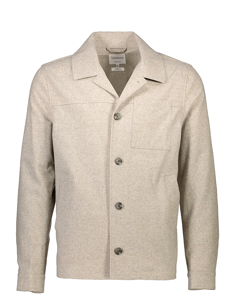 Lindbergh - Flannel wool blend cropped length o - jackets - dk sand mel - 1