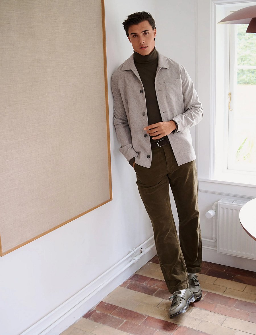 Lindbergh - Flannel wool blend cropped length o - jackets - dk sand mel - 0