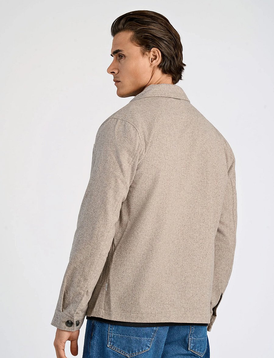 Lindbergh - Flannel wool blend cropped length o - jackets - dk sand mel - 4