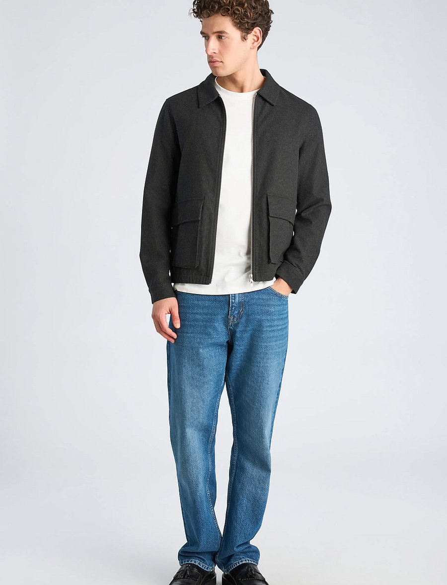 Lindbergh - Flannel wool blend cropped length o - jacken - black mel - 0