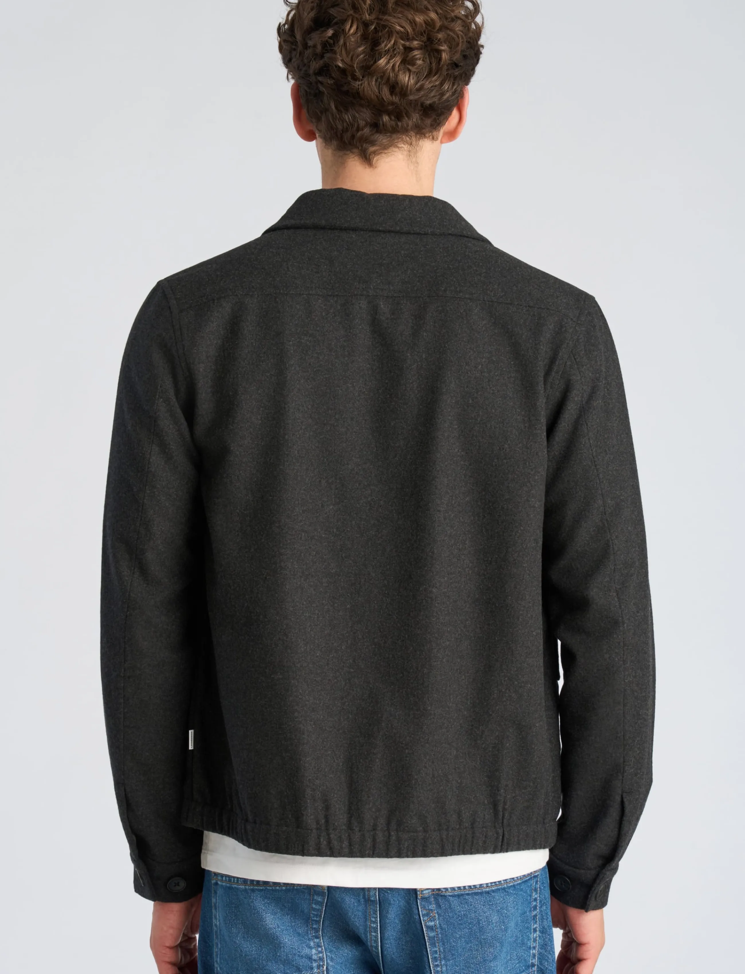Lindbergh - Flannel wool blend cropped length o - jackets - black mel - 4