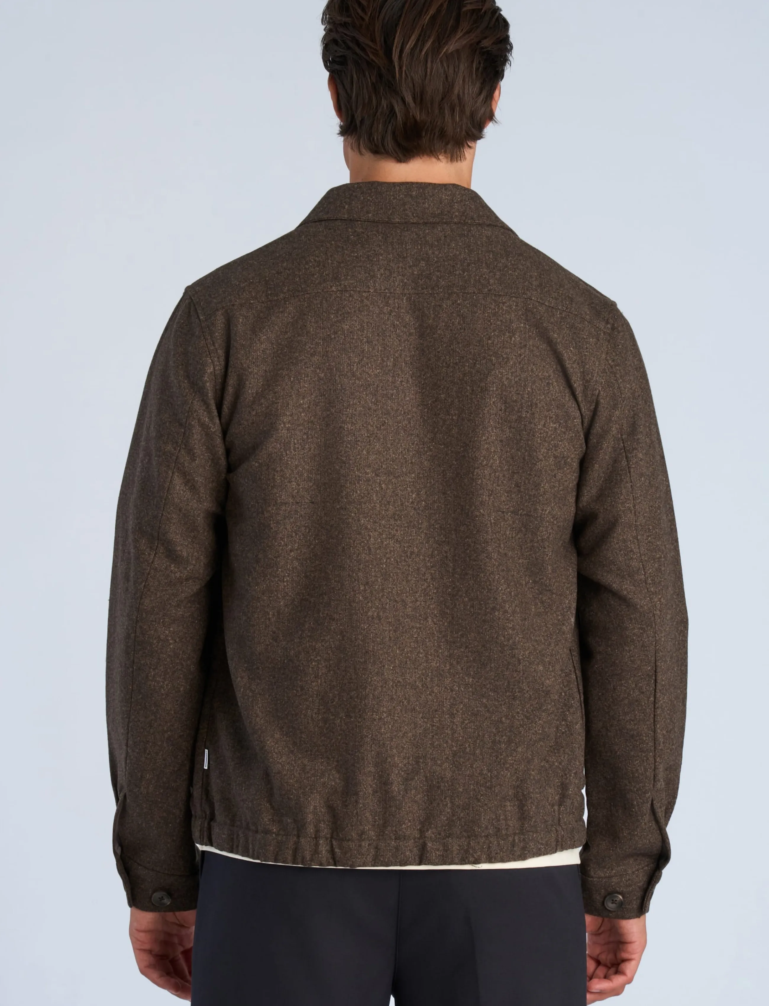 Lindbergh - Flannel wool blend cropped length o - jackets - brown mel - 4