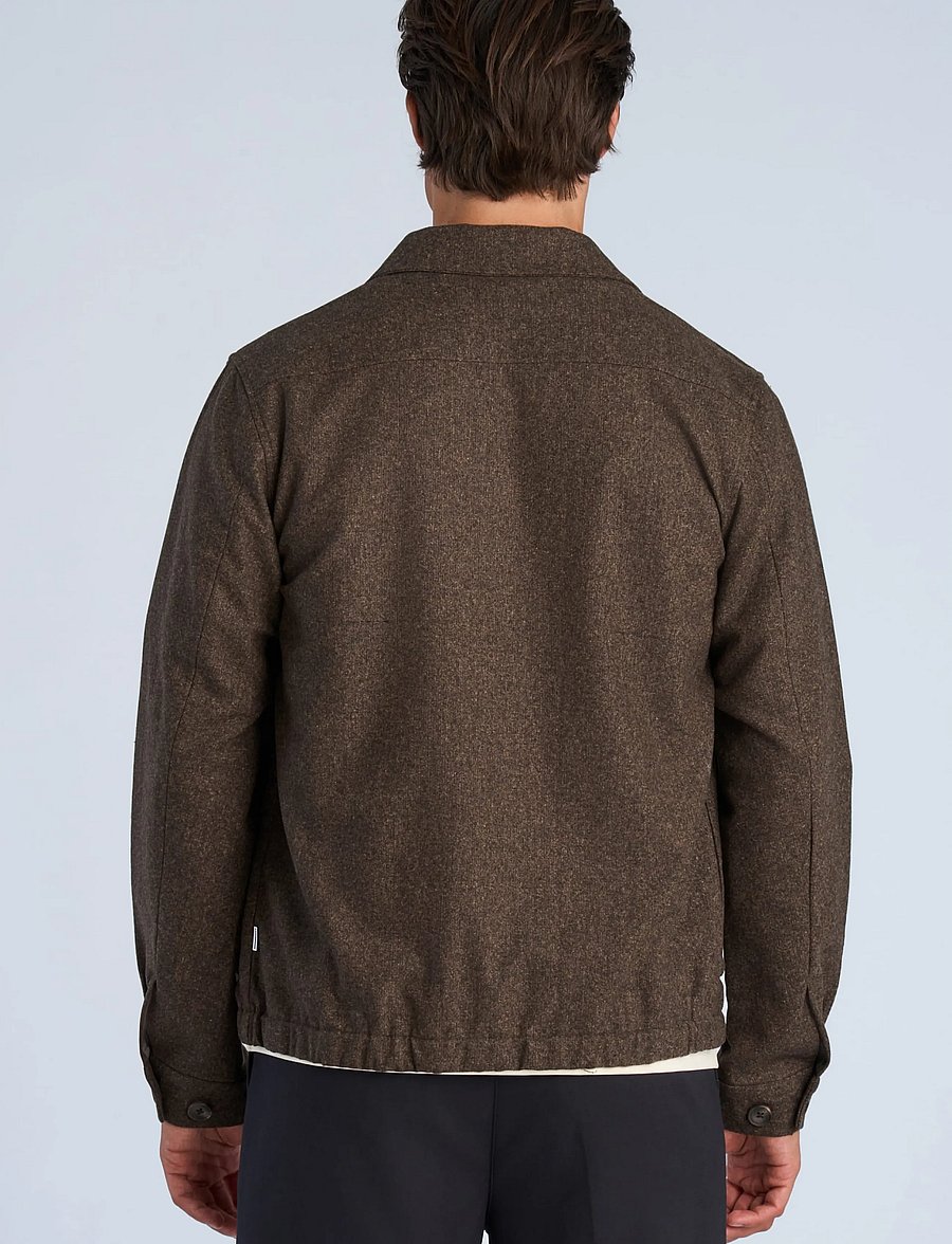Lindbergh - Flannel wool blend cropped length o - jacken - brown mel - 4
