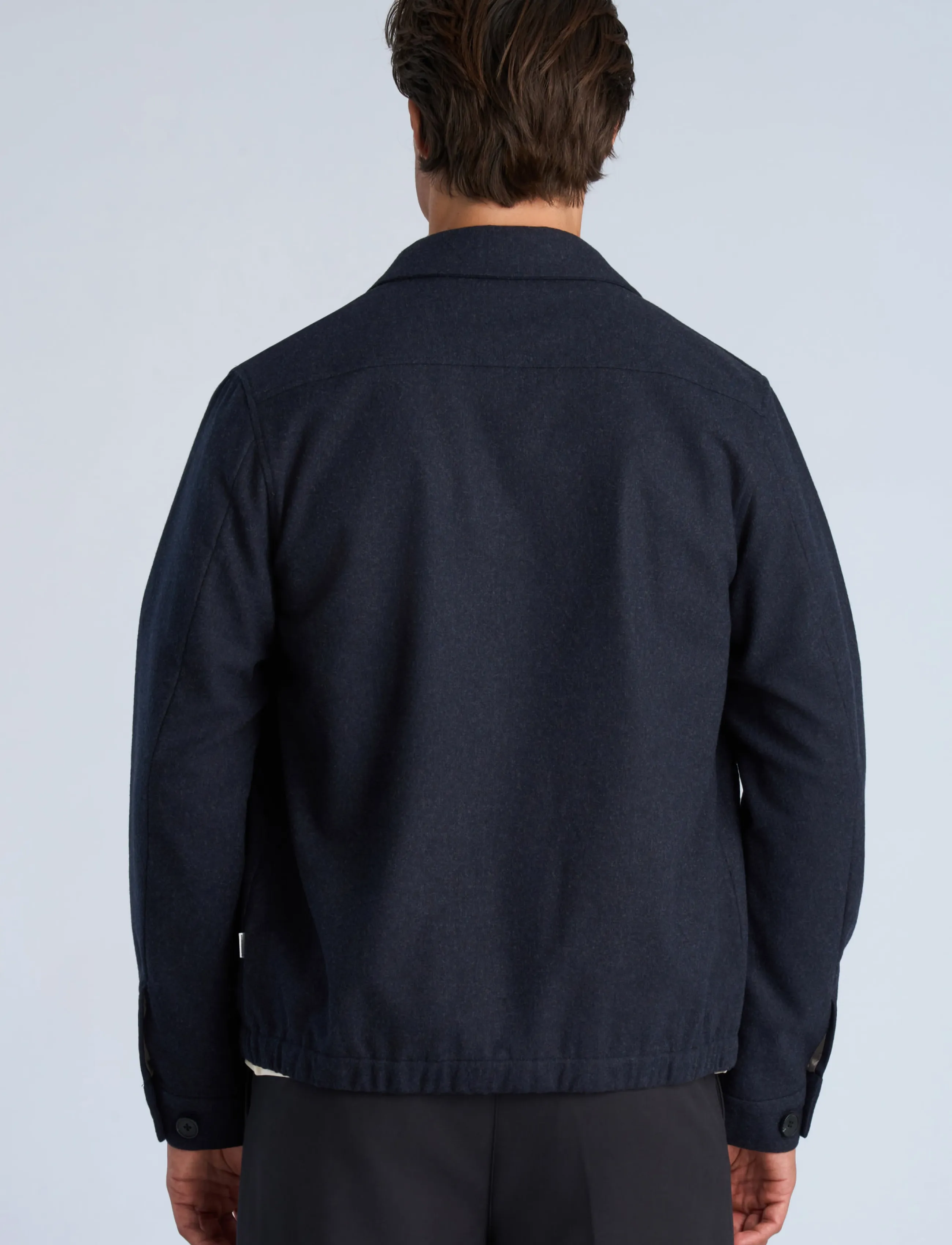 Lindbergh - Flannel wool blend cropped length o - jackets - dk blue mel - 4