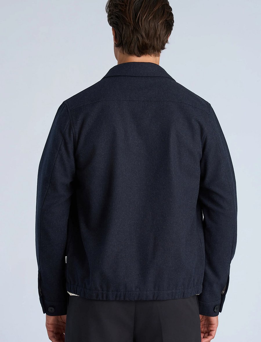 Lindbergh - Flannel wool blend cropped length o - jacken - dk blue mel - 4