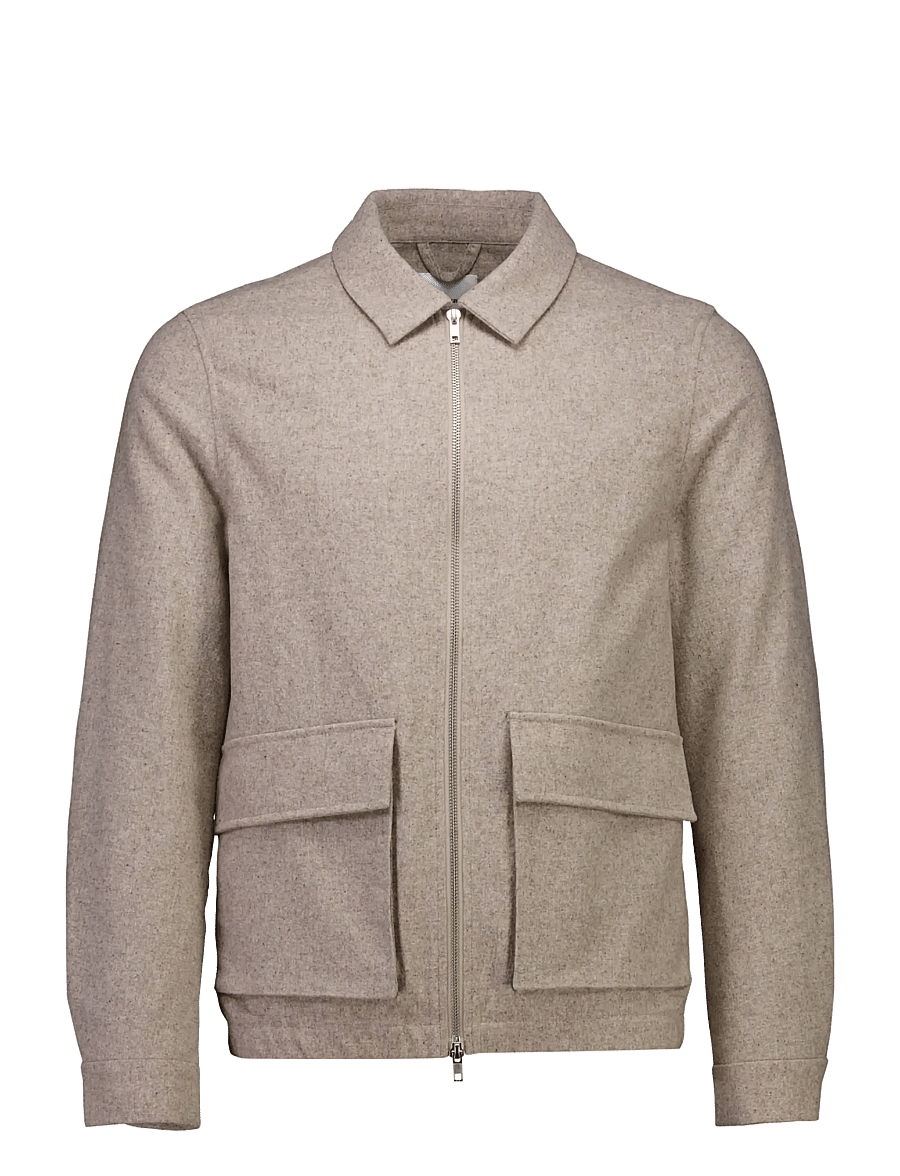Lindbergh - Flannel wool blend cropped length o - jackets - dk sand mel - 1