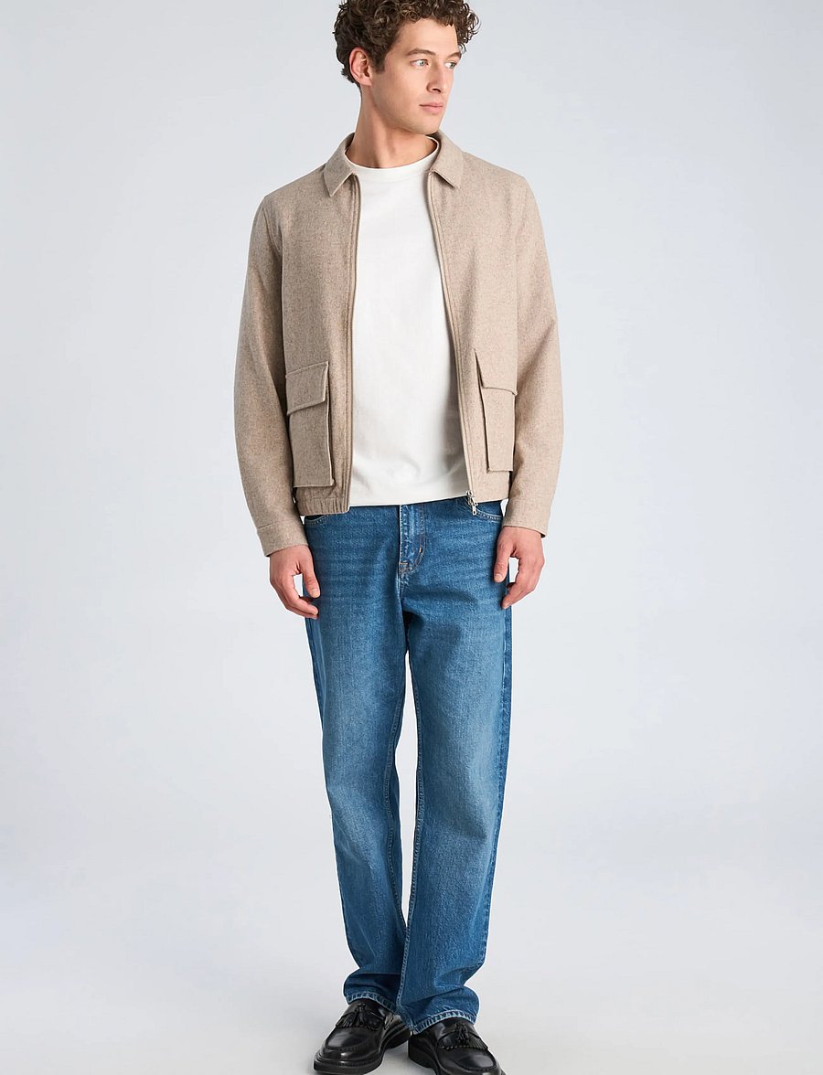Lindbergh - Flannel wool blend cropped length o - jackets - dk sand mel - 0