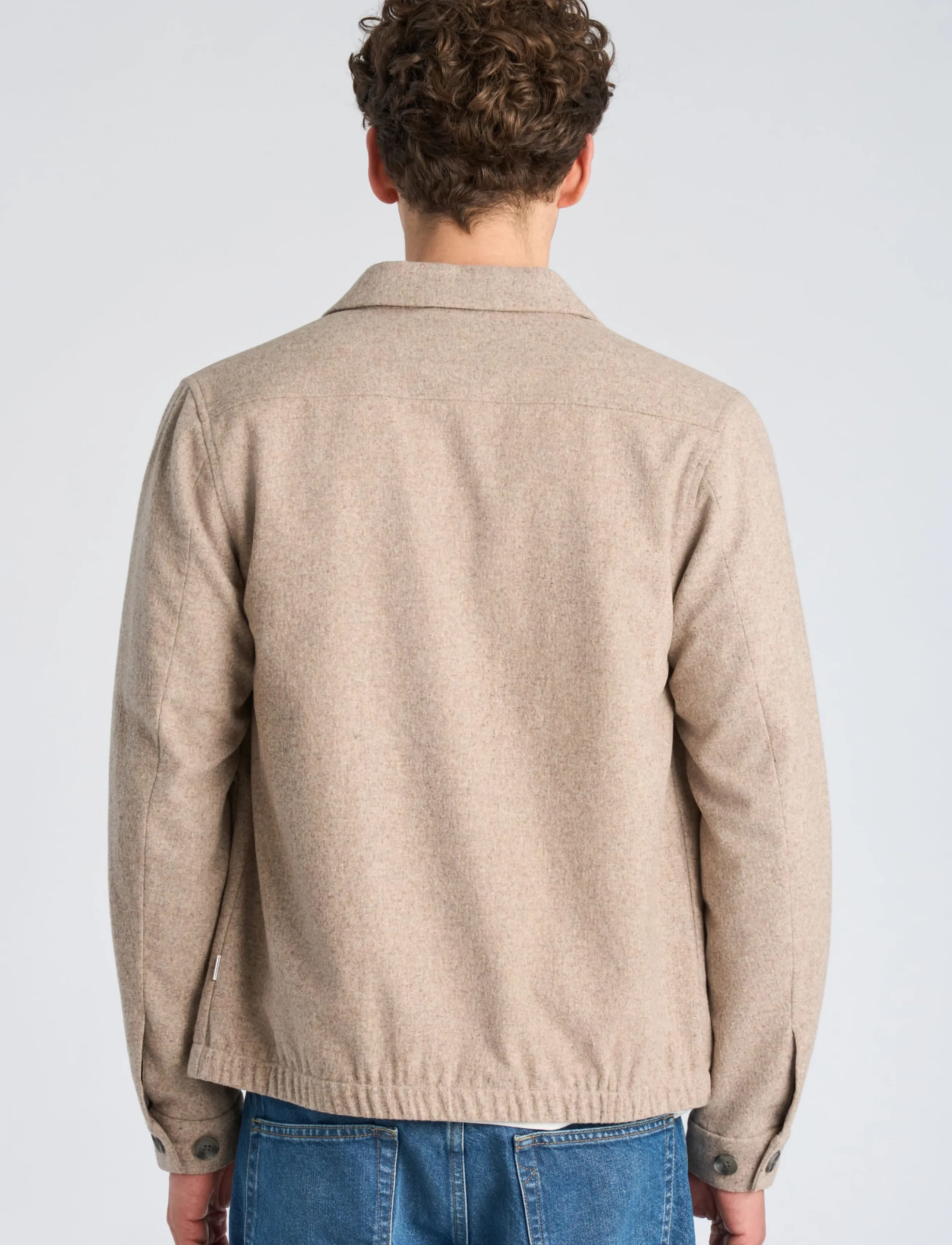 Lindbergh - Flannel wool blend cropped length o - jackets - dk sand mel - 4
