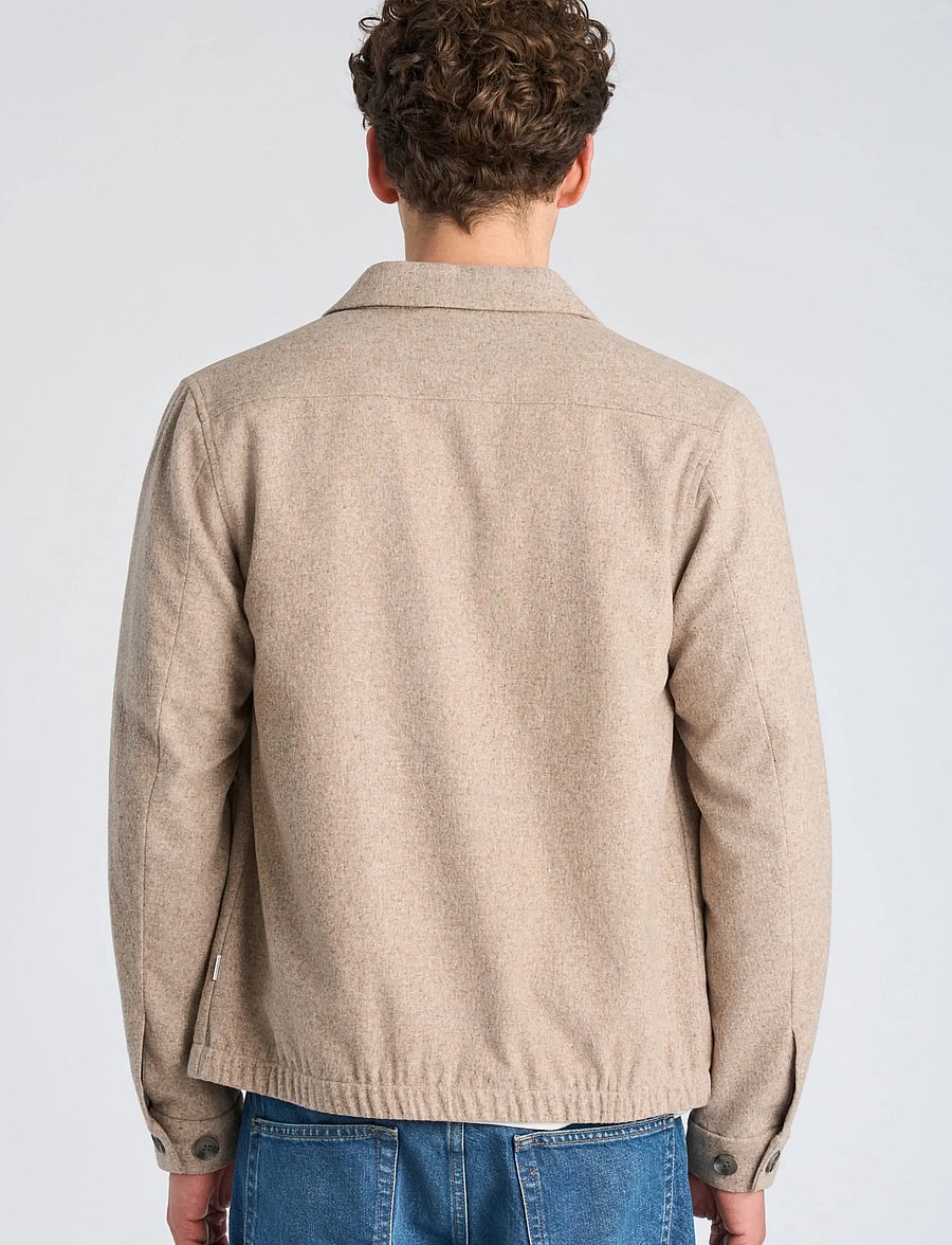 Lindbergh - Flannel wool blend cropped length o - jackets - dk sand mel - 4