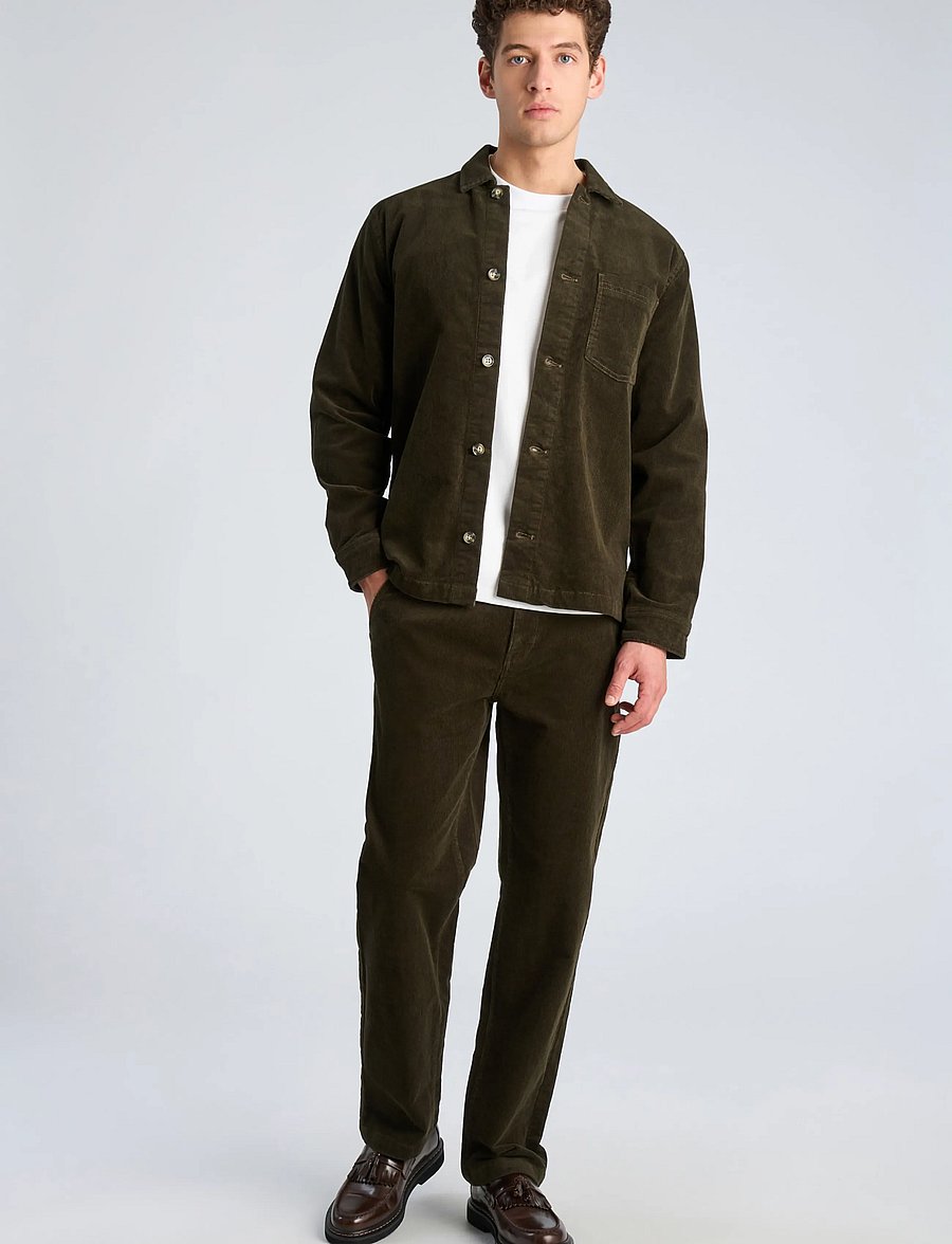 Lindbergh - Superflex corduroy overshirt - corduroy shirts - army - 0