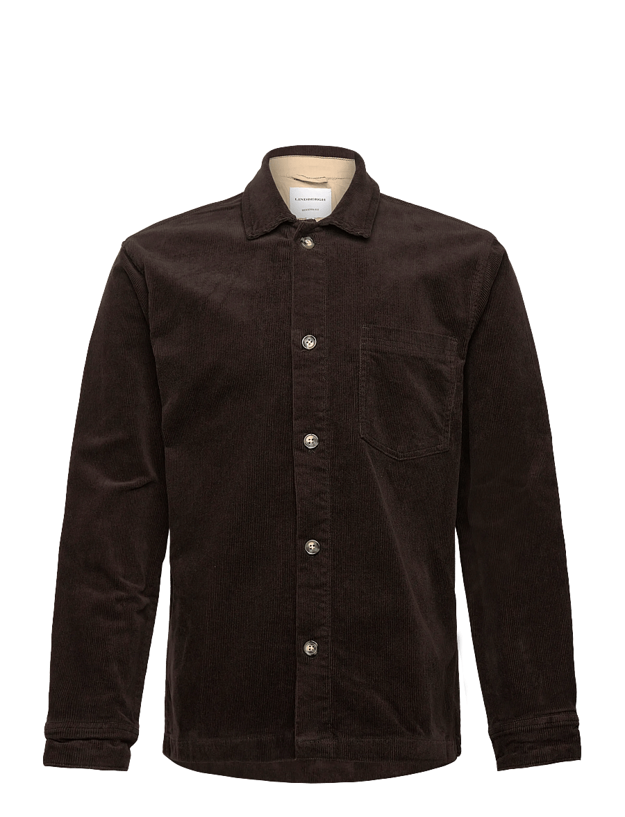 Lindbergh - Superflex corduroy overshirt - corduroy shirts - dk brown - 1
