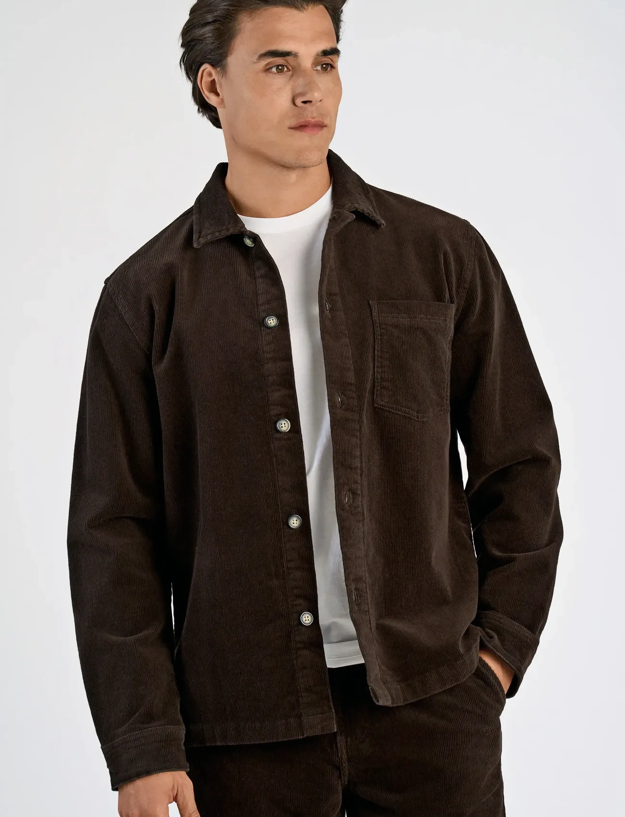 Lindbergh - Superflex corduroy overshirt - dk brown - 5