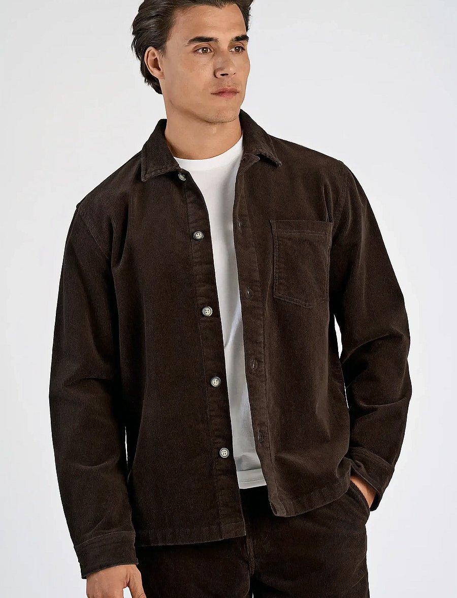Lindbergh - Superflex corduroy overshirt - corduroy shirts - dk brown - 5