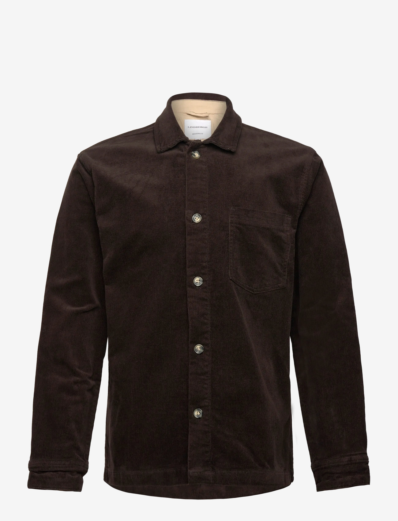 Lindbergh - Superflex corduroy overshirt - manchesterskjortor - dk brown - 1