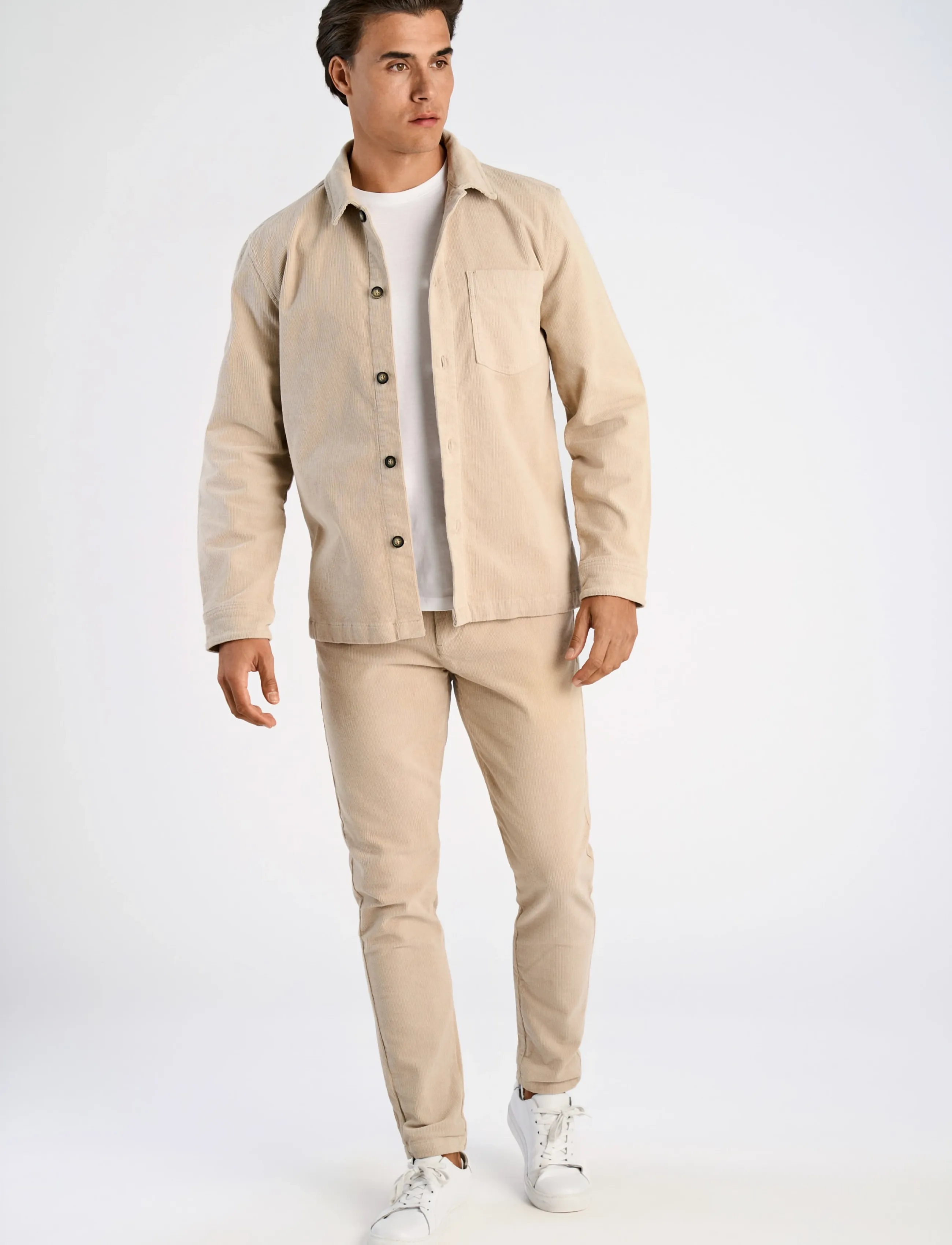 Lindbergh Superflex corduroy overshirt - Shirts - LT STONE / beige