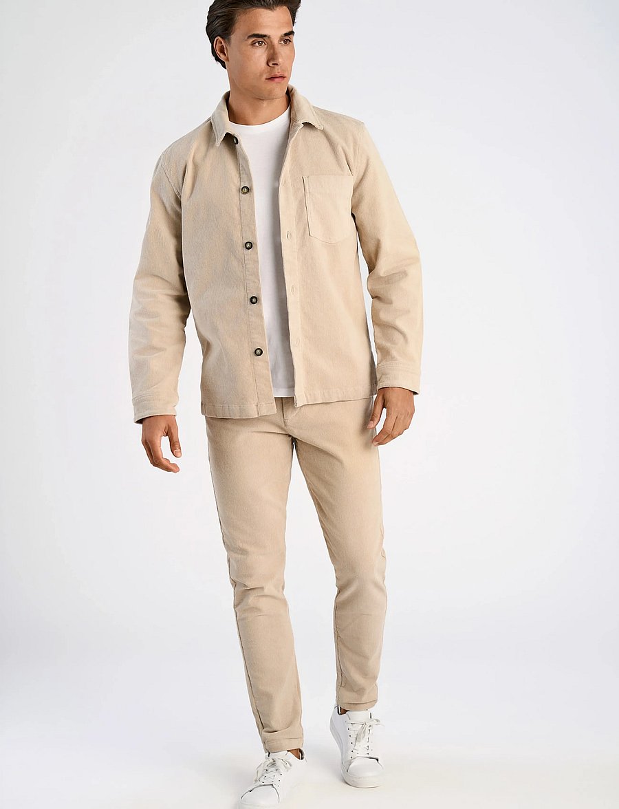 Lindbergh - Superflex corduroy overshirt - corduroy shirts - lt stone - 0