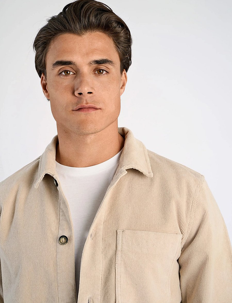 Lindbergh - Superflex corduroy overshirt - corduroy shirts - lt stone - 5