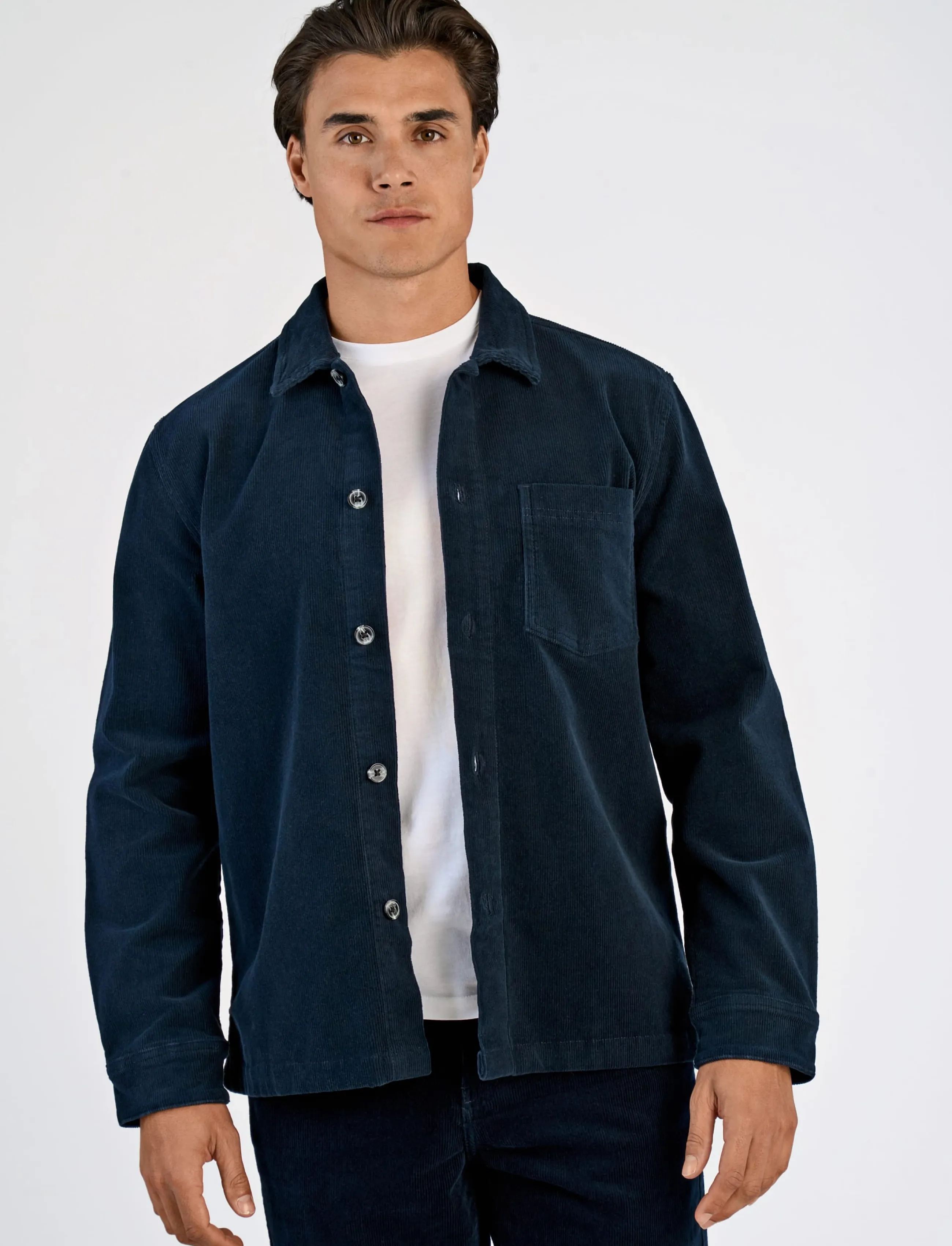 Lindbergh - Superflex corduroy overshirt - corduroy shirts - navy - 3