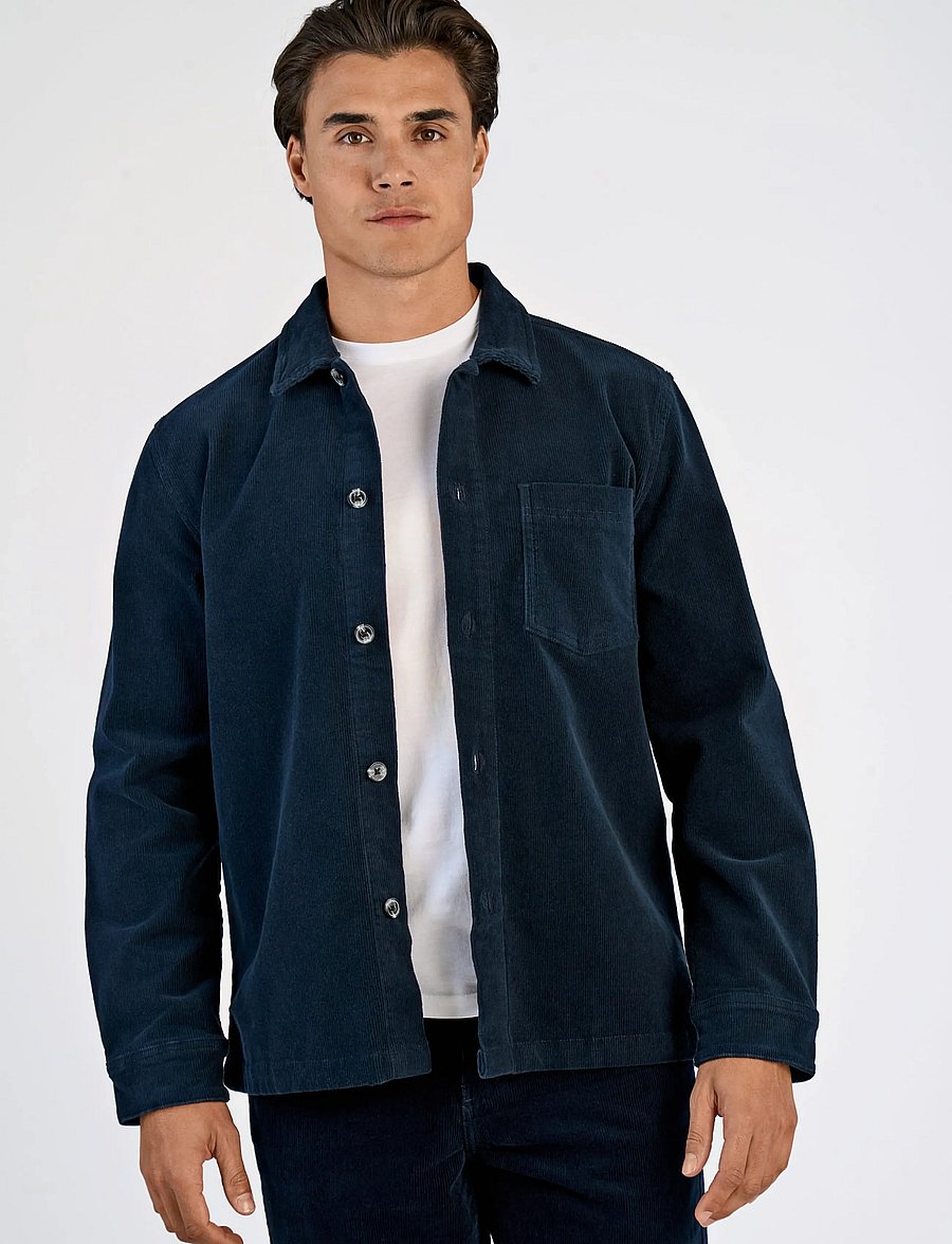 Lindbergh - Superflex corduroy overshirt - corduroy shirts - navy - 3